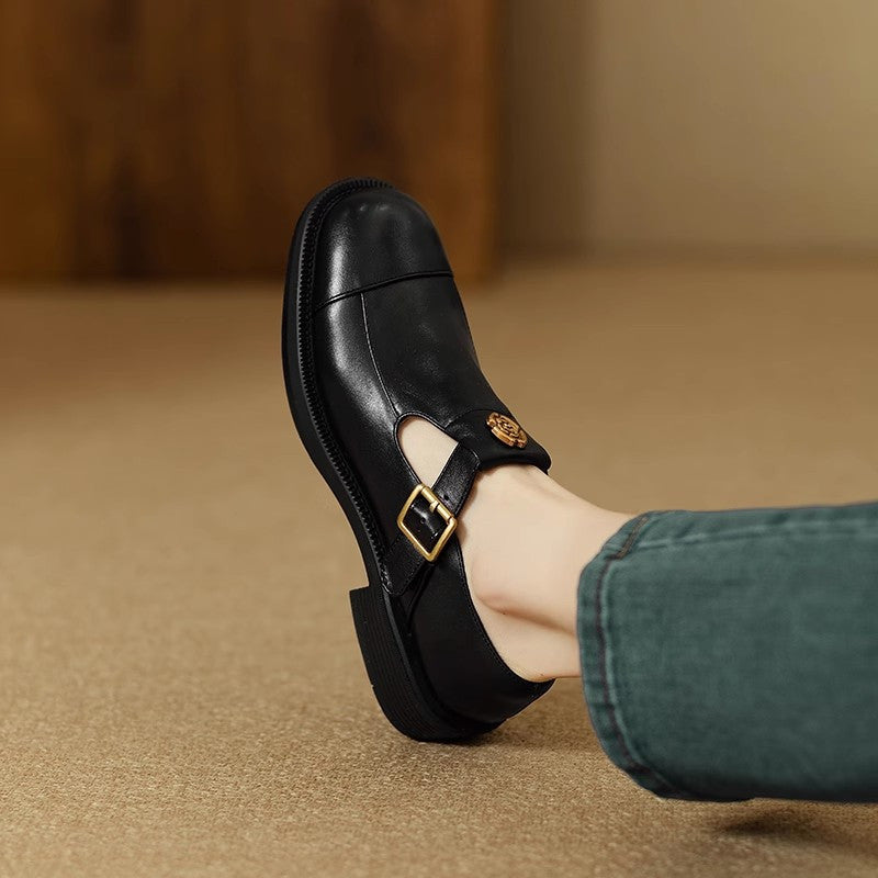 Round-Toe Low-Heel Loafers
