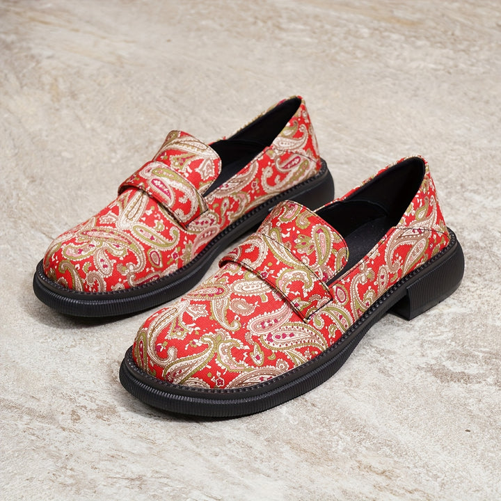 Women's Vibrant Paisley Pattern Slip-On Loafers