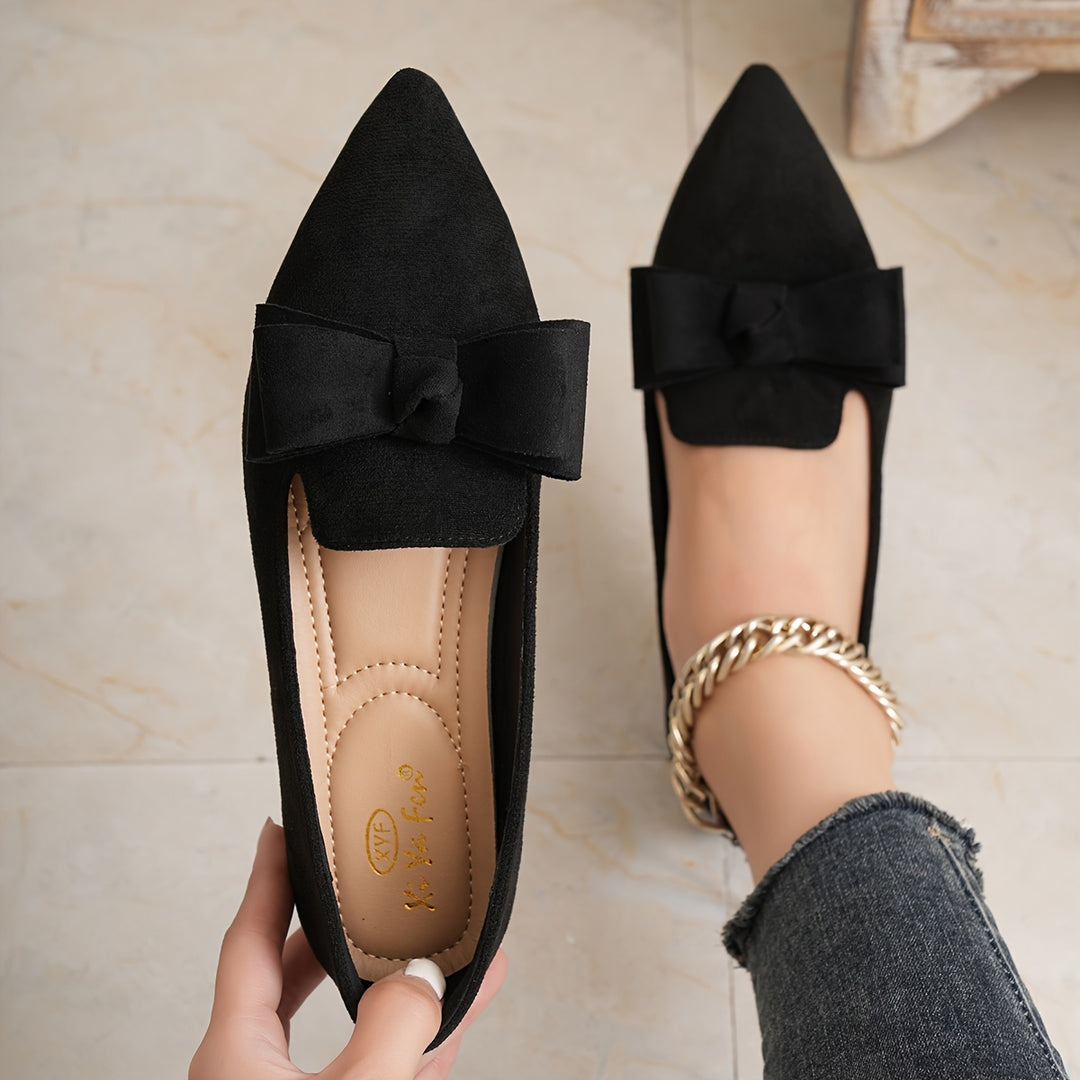 Pointed Toe Bow Embellished Women's Shoes