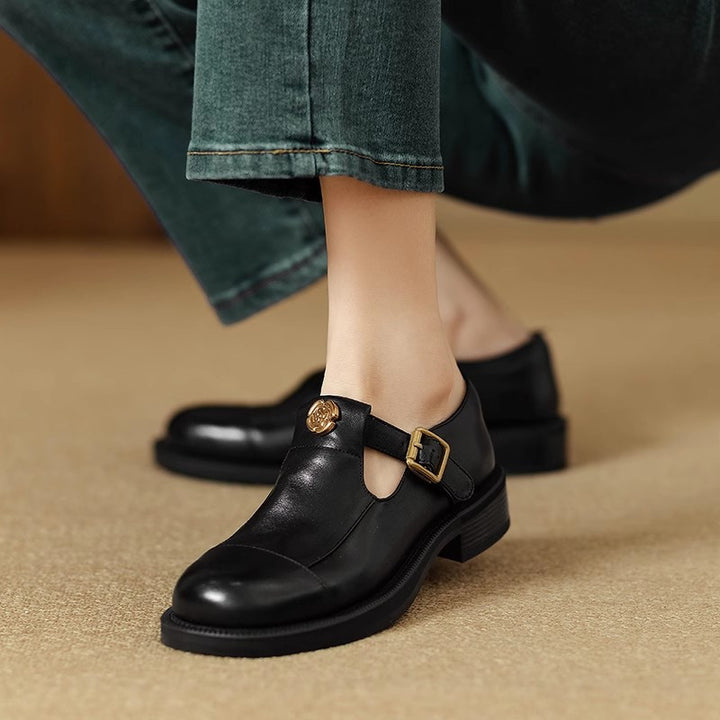 Round-Toe Low-Heel Loafers