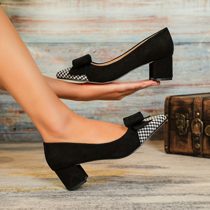 Women's Bowknot Decor Chunky Heels