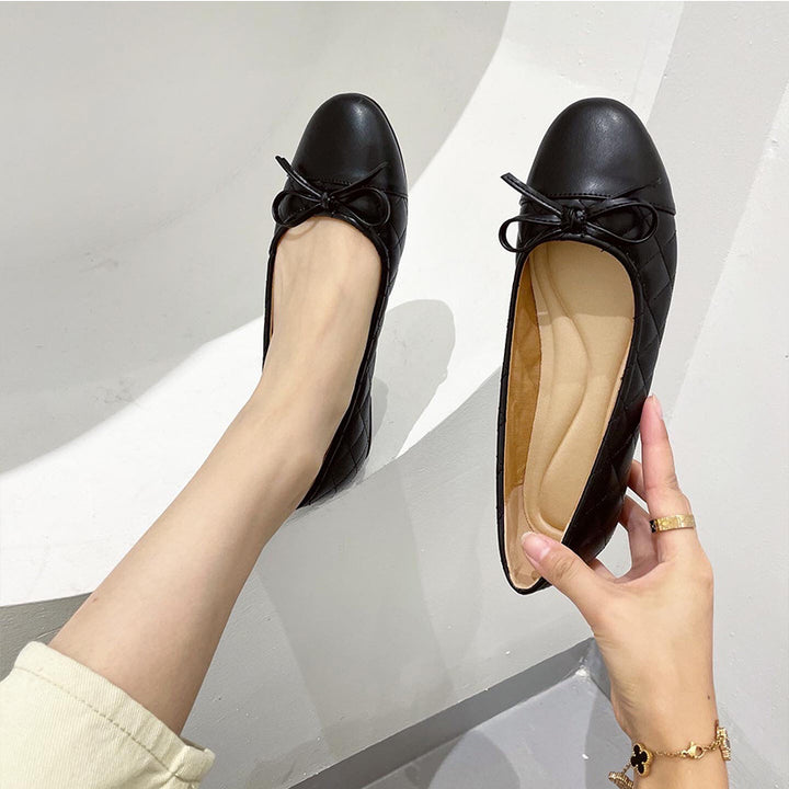 Round Toe Bow Ballet Pumps