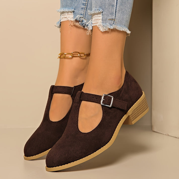 Low Heel T-Bar Shoes