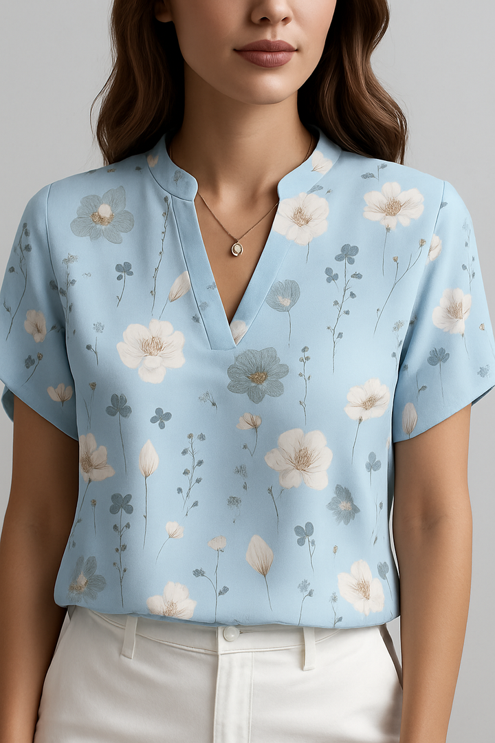 Loose Short Sleeve Blouse