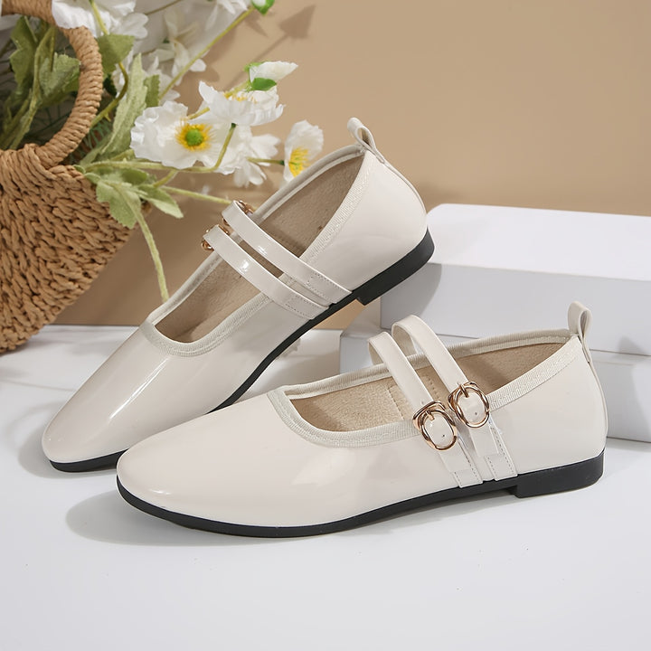 Mary Jane Shoes with Double Buckle Strap