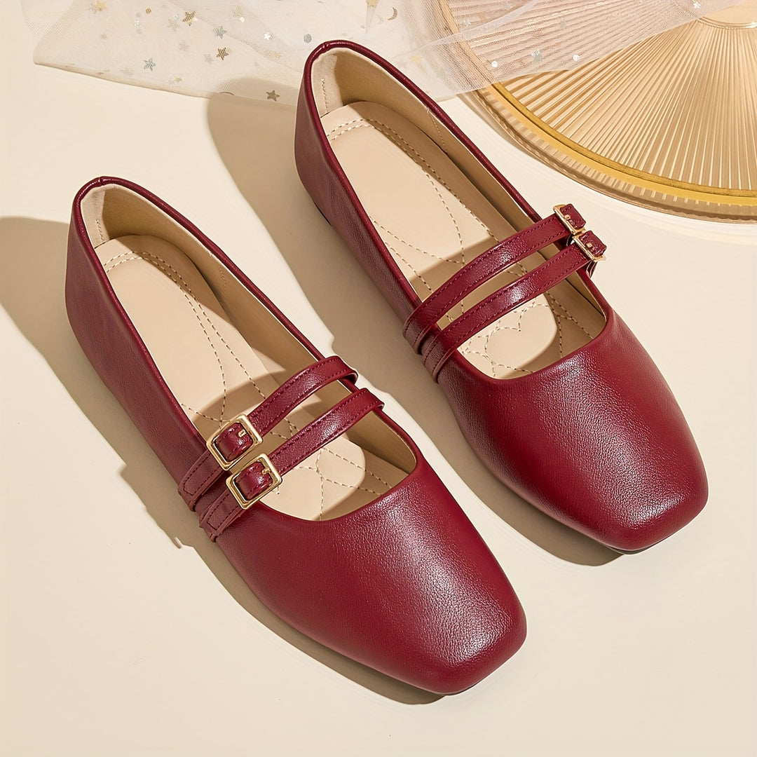 Elegant Red Mary Jane Flats
