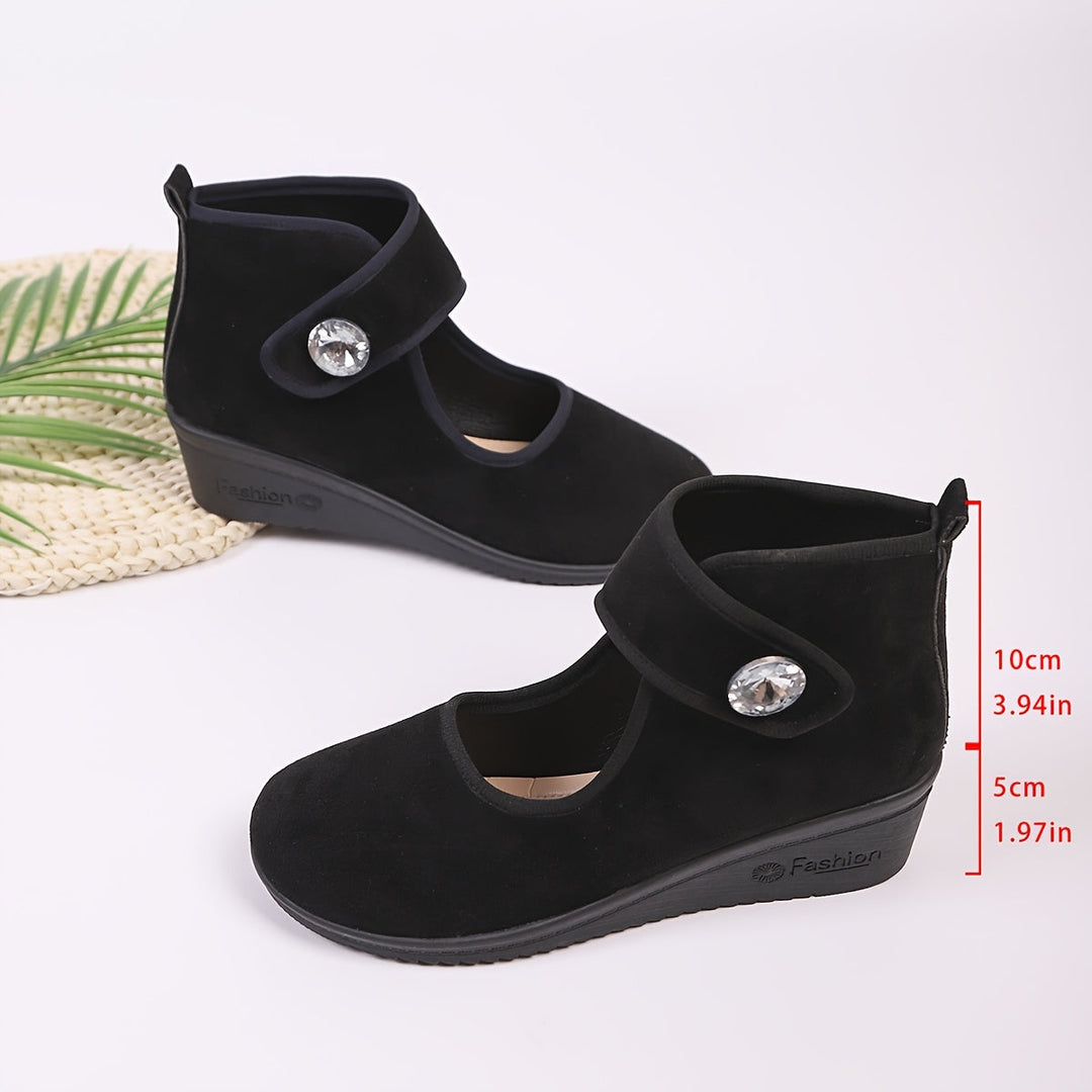 Wedge Ankle Boots with Buckle Strap