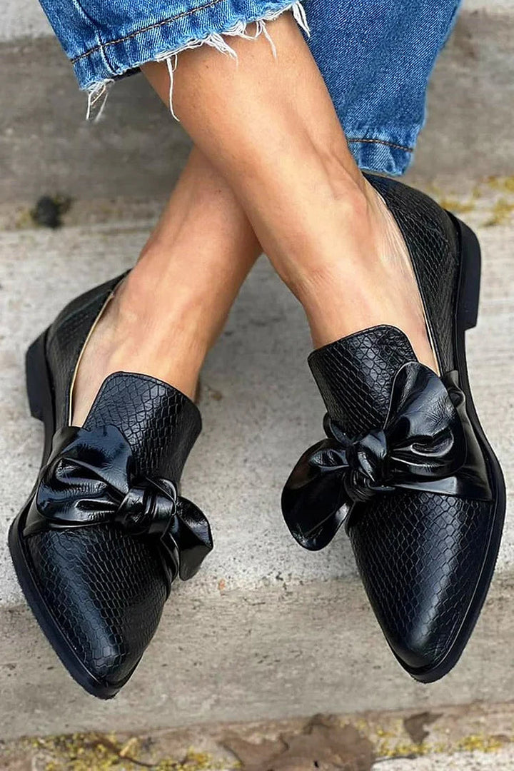 Shiny Bow Loafers