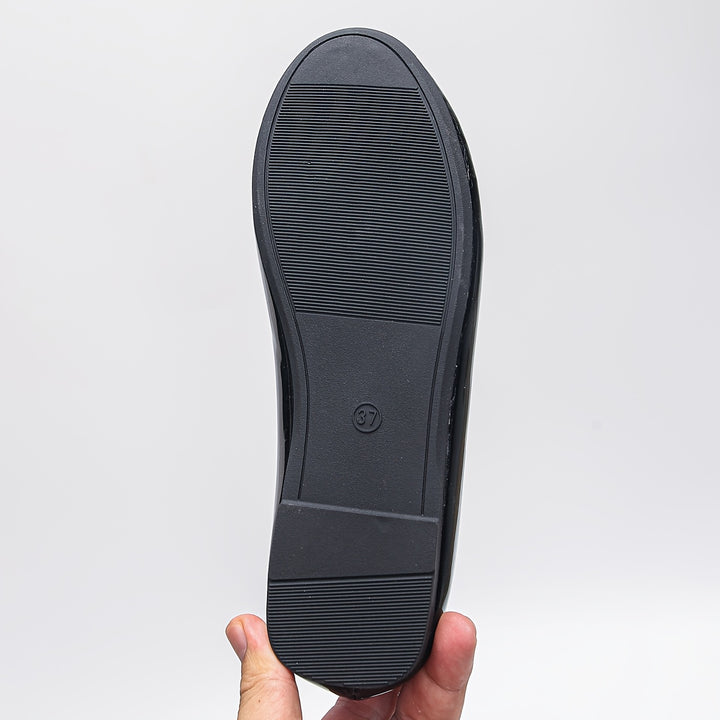 Glossy Synthetic Cover Slip-On Round-Toe Mules