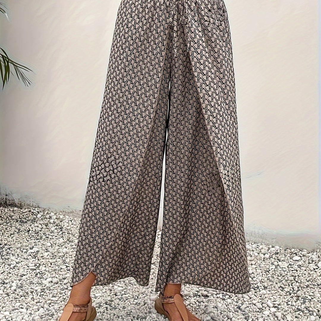 Geometric Printed Wide Leg Pants