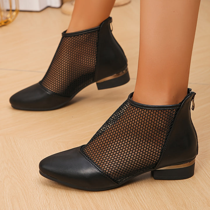 Women's Black Mesh Ankle Boots