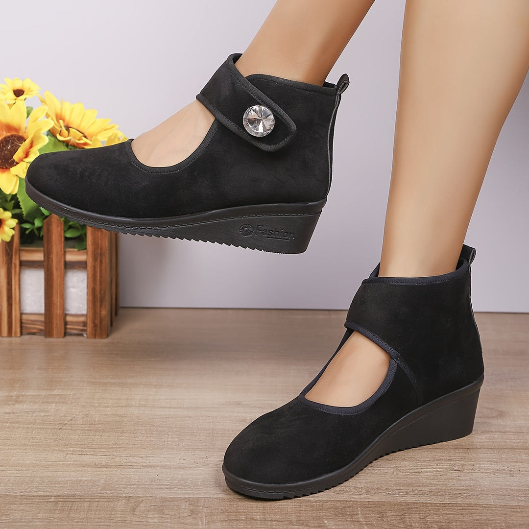 Wedge Ankle Boots with Buckle Strap