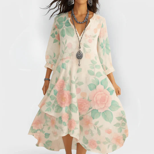Vintage Boho V-neck Dress