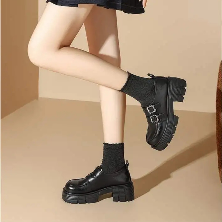 French Style Thick Heel Single Shoes