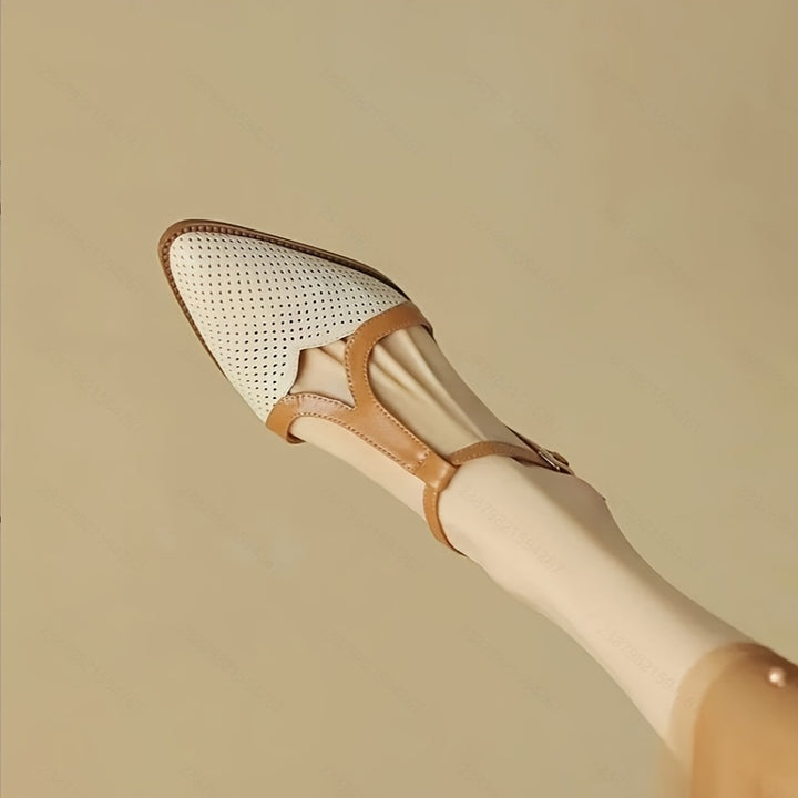 Pointed Toe Mid-Heel Sandals with Ankle Strap