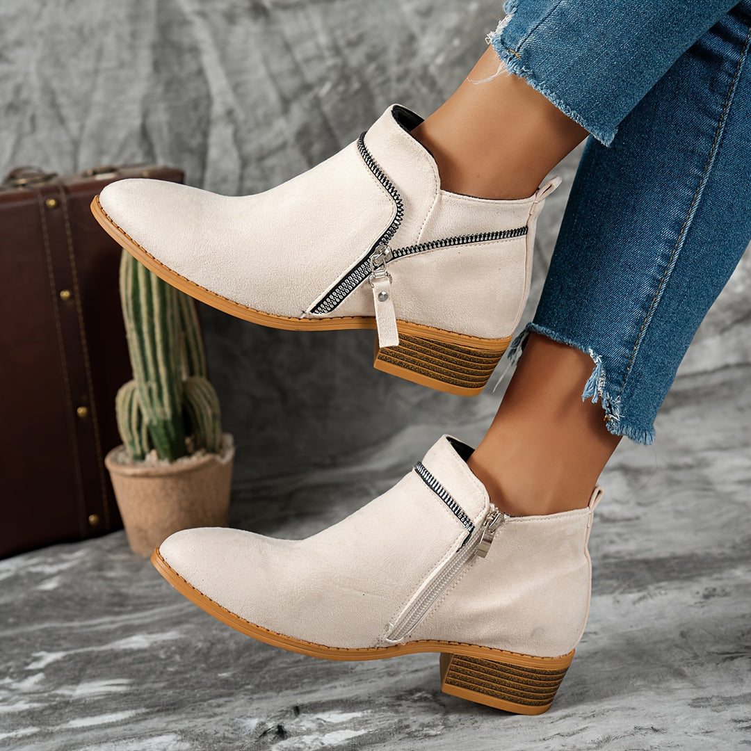 Women's Slip-On Chunky Heel Ankle Boots