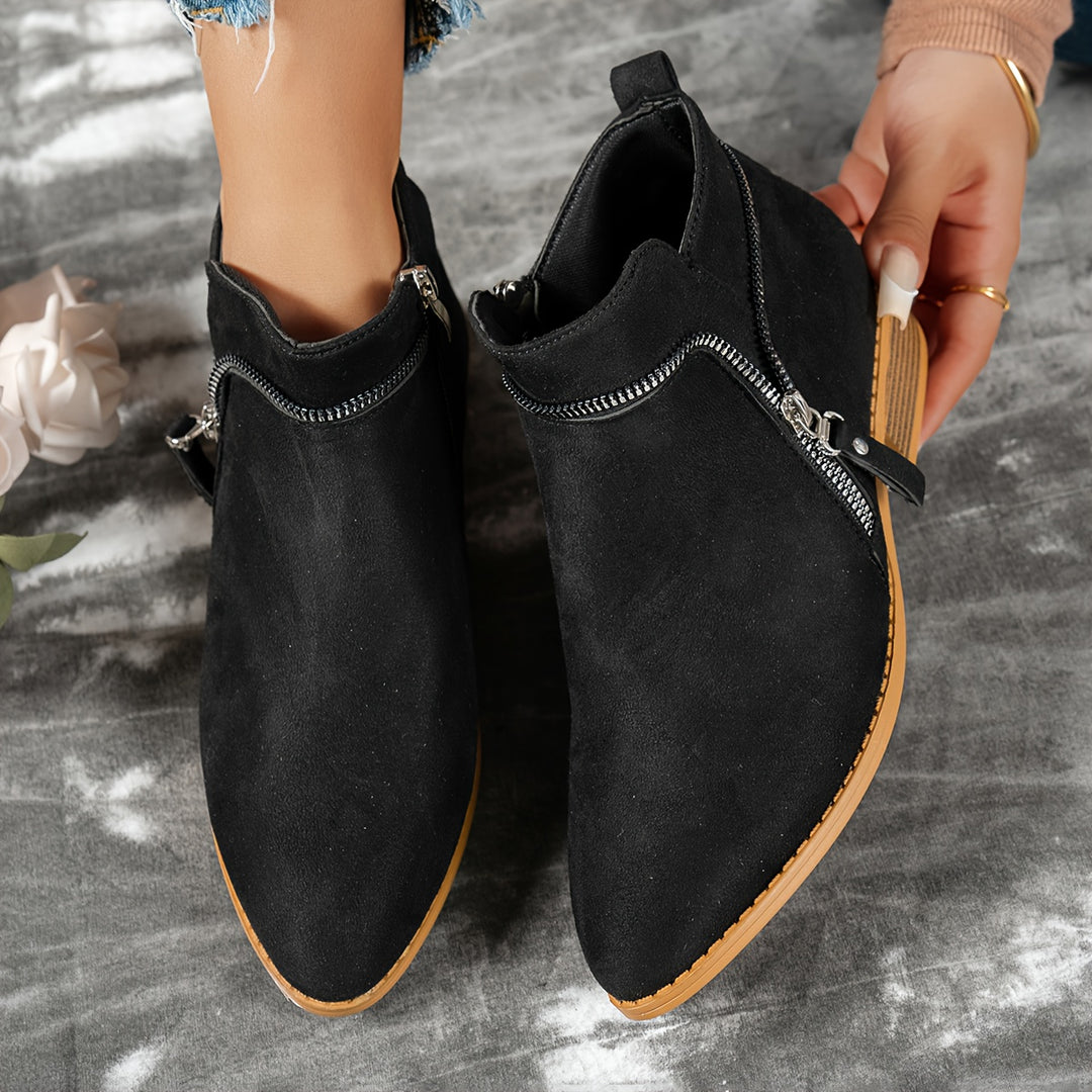 Women's Slip-On Chunky Heel Ankle Boots