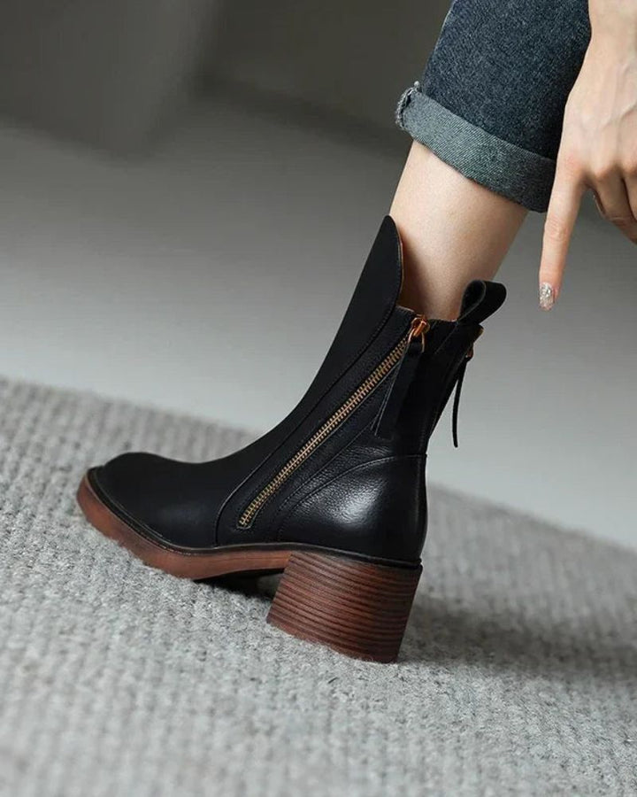 Zipped Chunky Ankle Boots