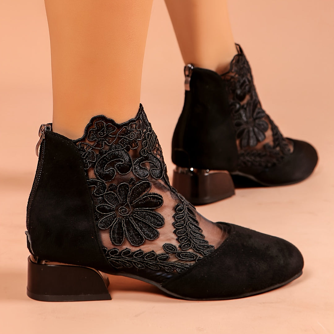 Women's Vintage Floral Embroidered Ankle Boots