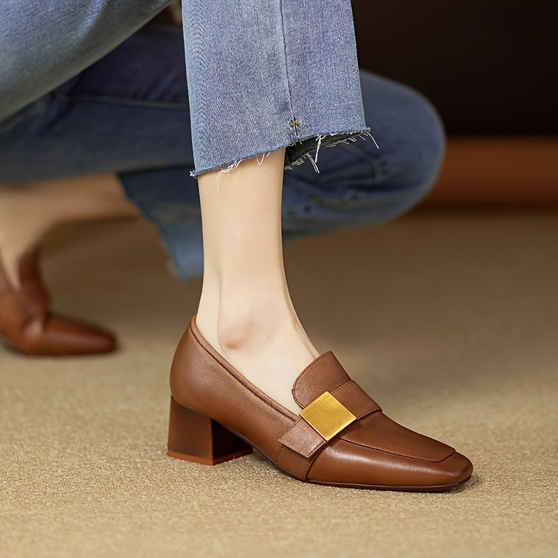 Women's Retro Chunky Heel Loafers