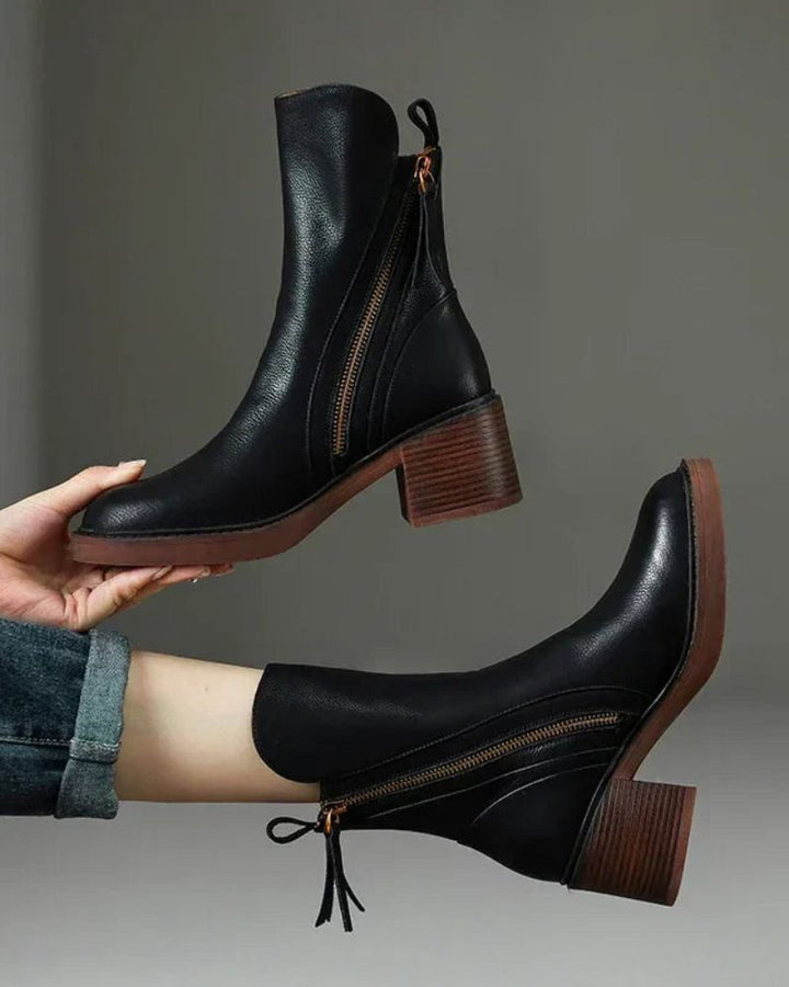 Zipped Chunky Ankle Boots