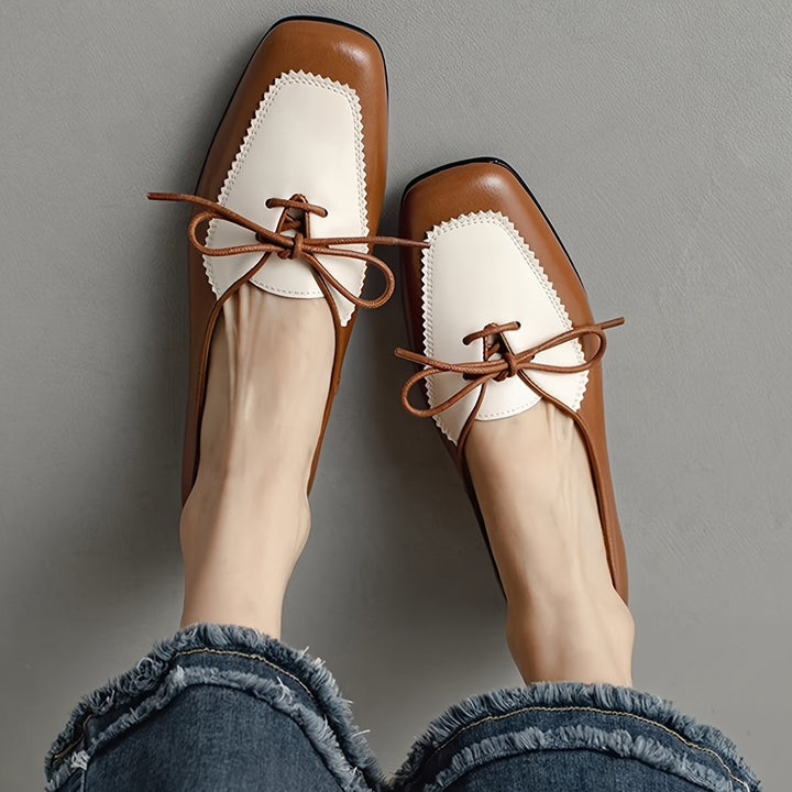 Women's Retro Two-Tone Chunky Heel Loafers