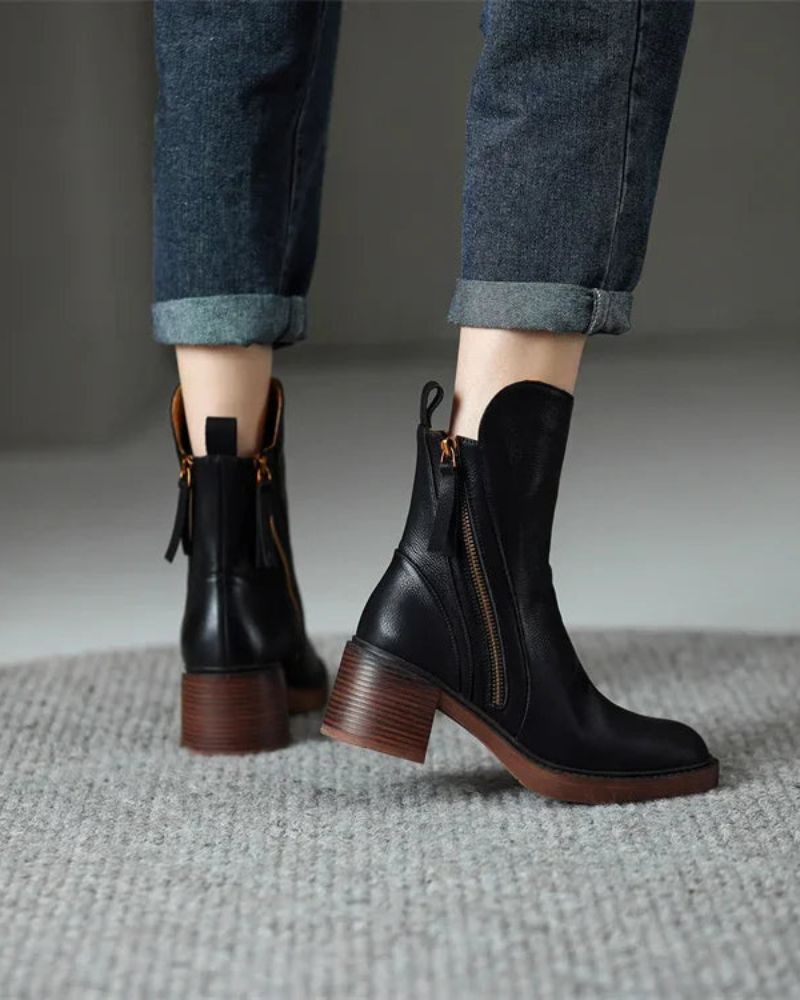 Zipped Chunky Ankle Boots