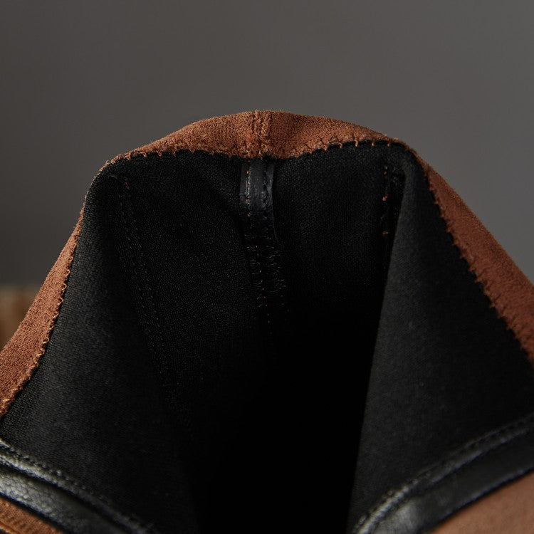 Square Toe Lace-Up Short-Leg Boots