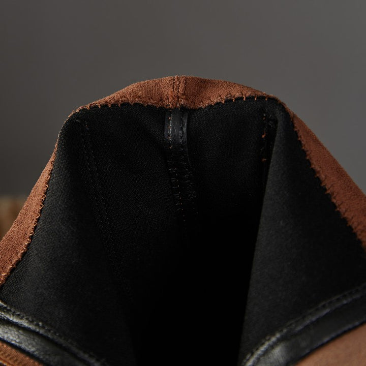 Square Toe Lace-Up Short-Leg Boots