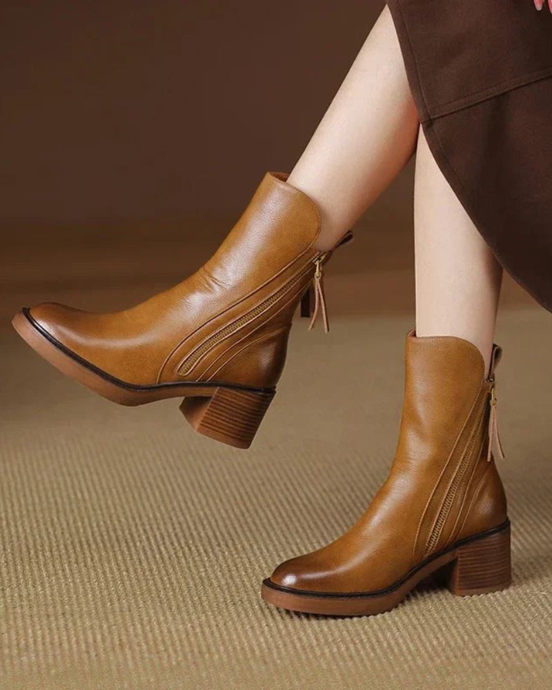 Zipped Chunky Ankle Boots