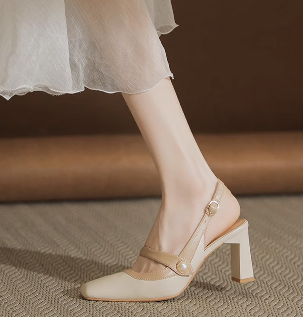 Vintage French Square Head Single Shoes