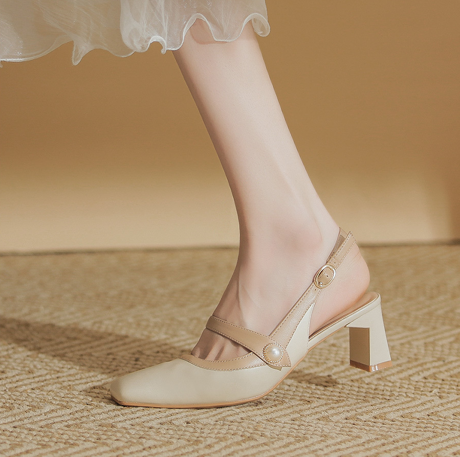 Vintage French Square Head Single Shoes