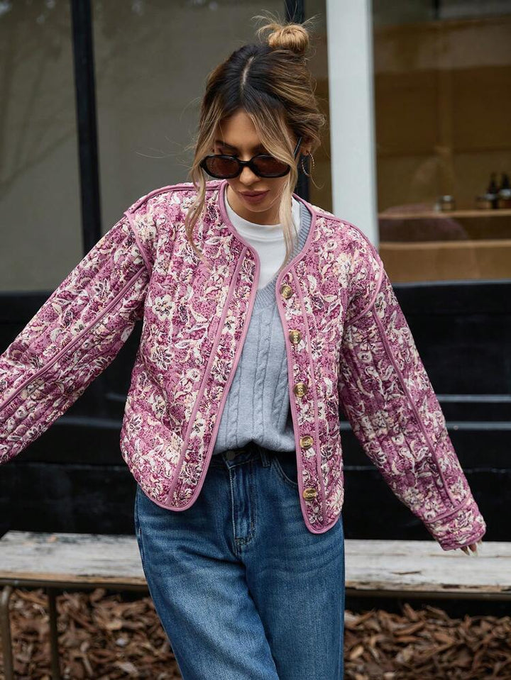 Cropped Floral Bomber