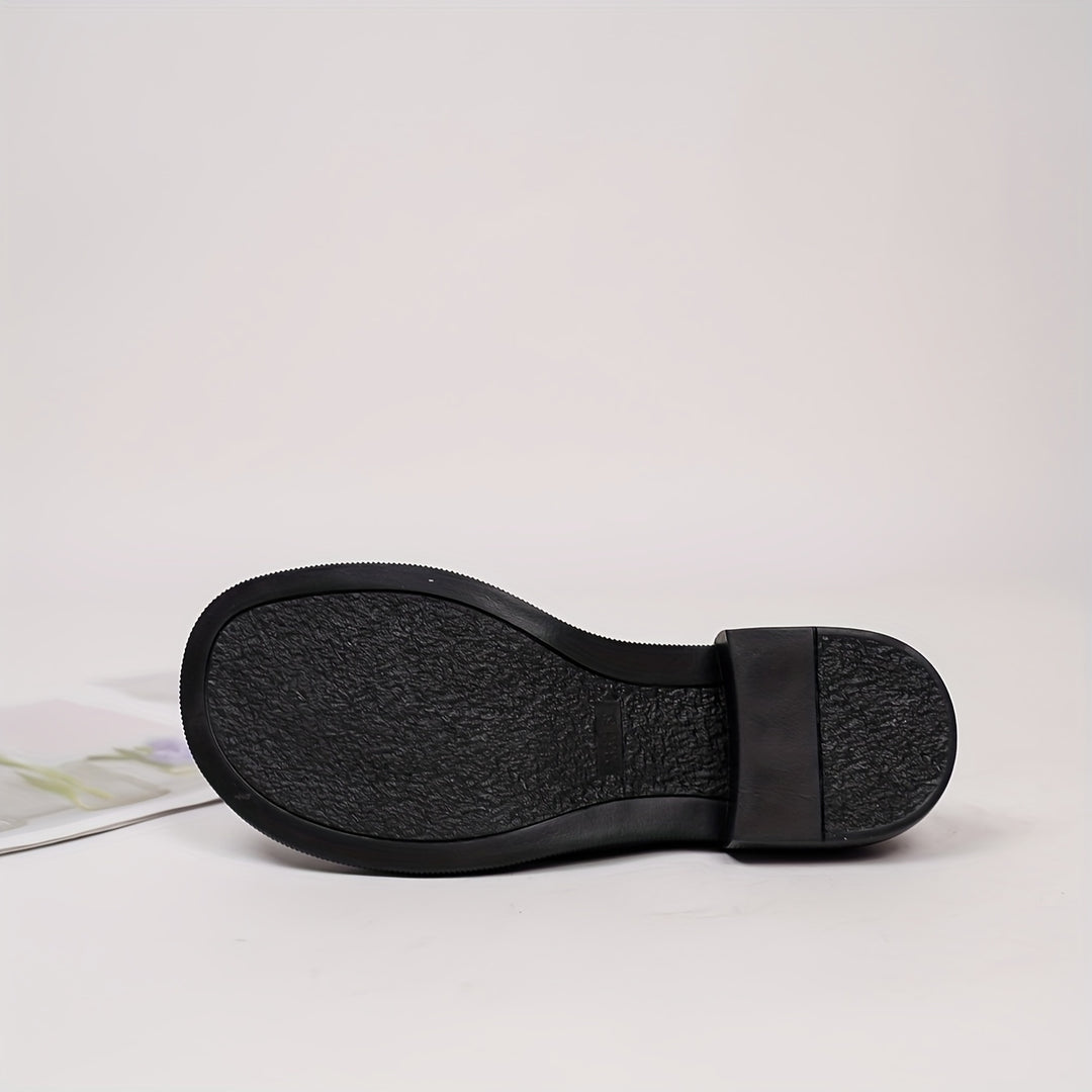 Preppy Style Bow-Decorated Thick Heel Loafers