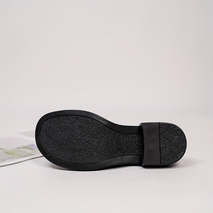 Preppy Style Bow-Decorated Thick Heel Loafers