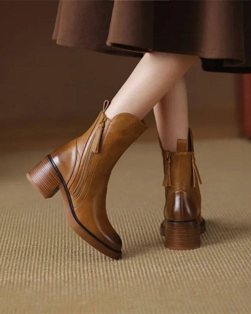 Zipped Chunky Ankle Boots