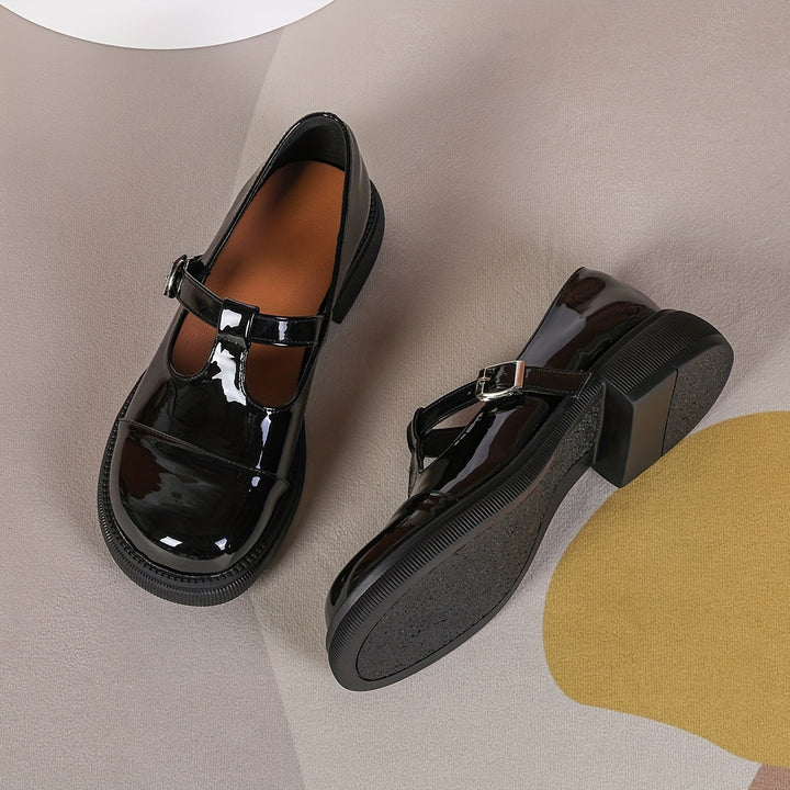 Glossy Black Mary Jane Loafers