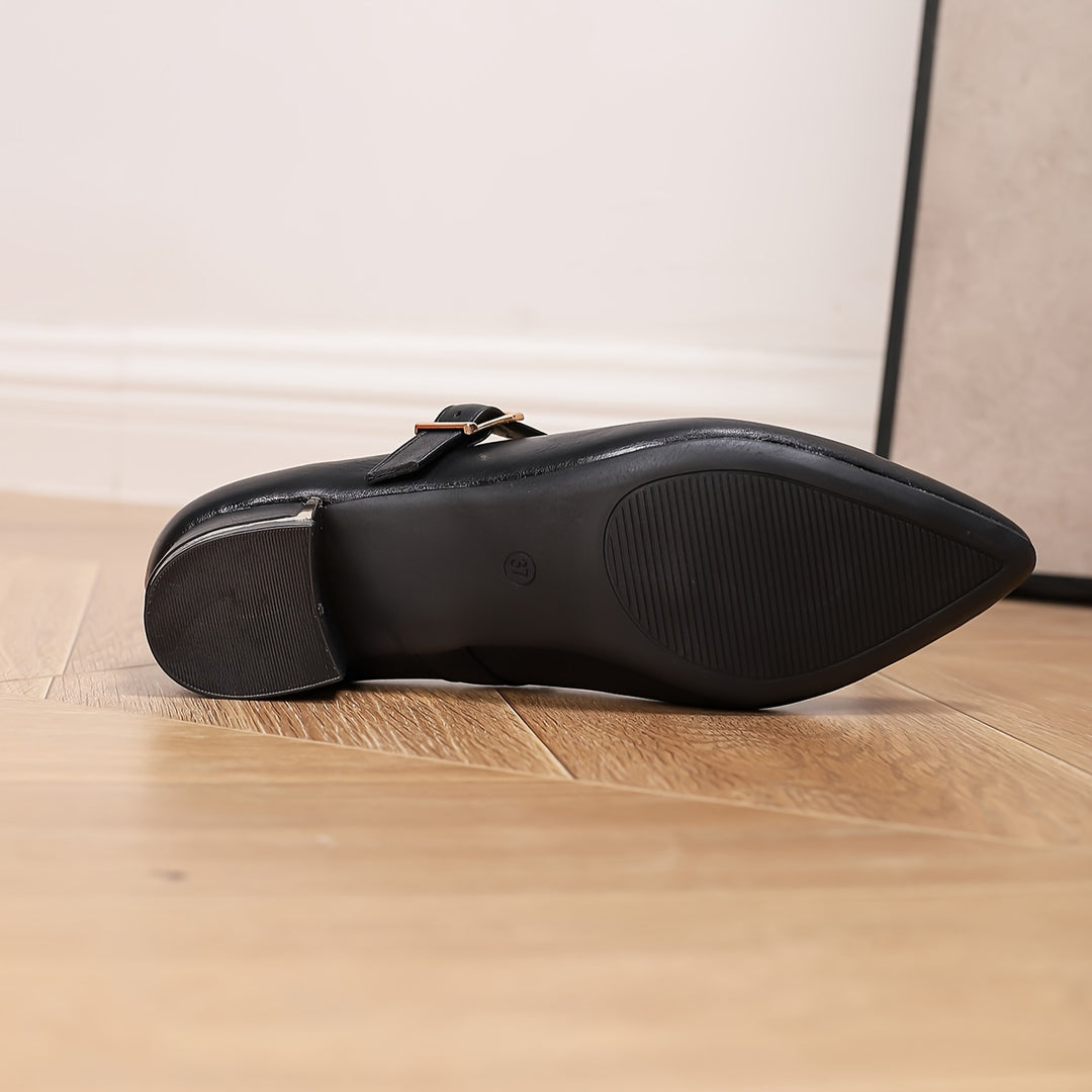 Pointed Toe Chunky Mid-Heel  Shoes