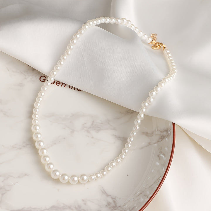 French-Style Classic Faux Pearl Necklace