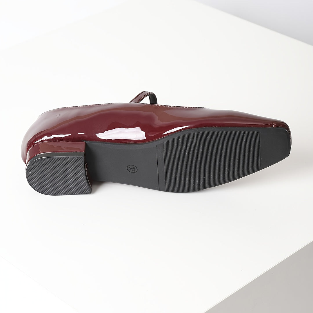 Preppy Style Burgundy Mary-Jane Flats