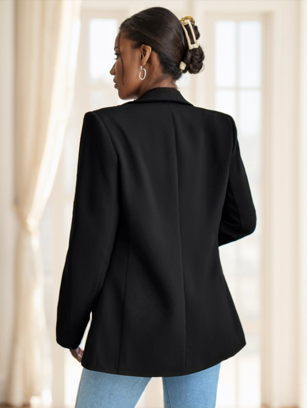 Shawl Collar Solid Color Blazer Jacket
