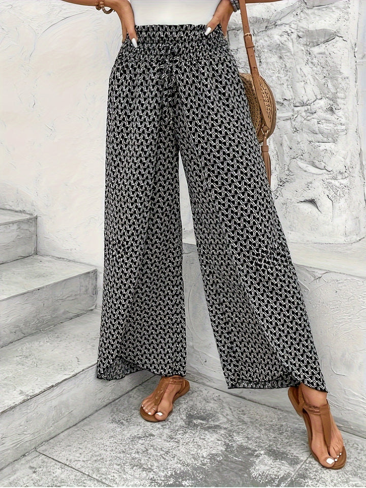 Geometric Printed Wide Leg Pants