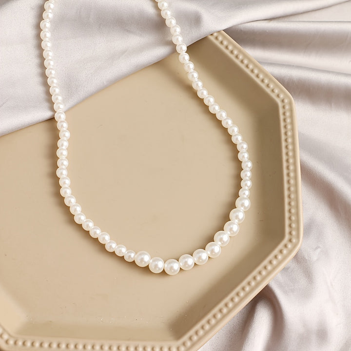 French-Style Classic Faux Pearl Necklace