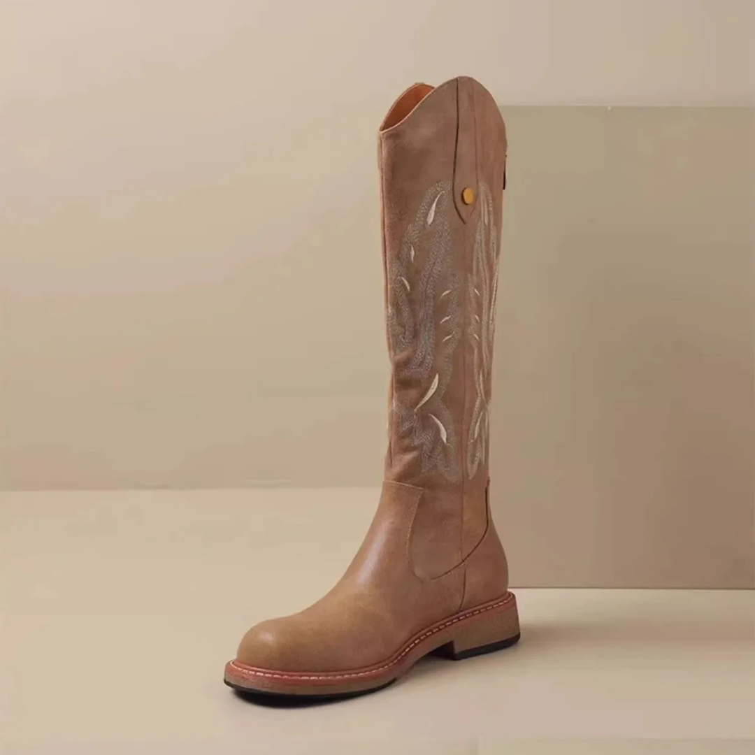 Brown Embroidered Western Cowboy Boots