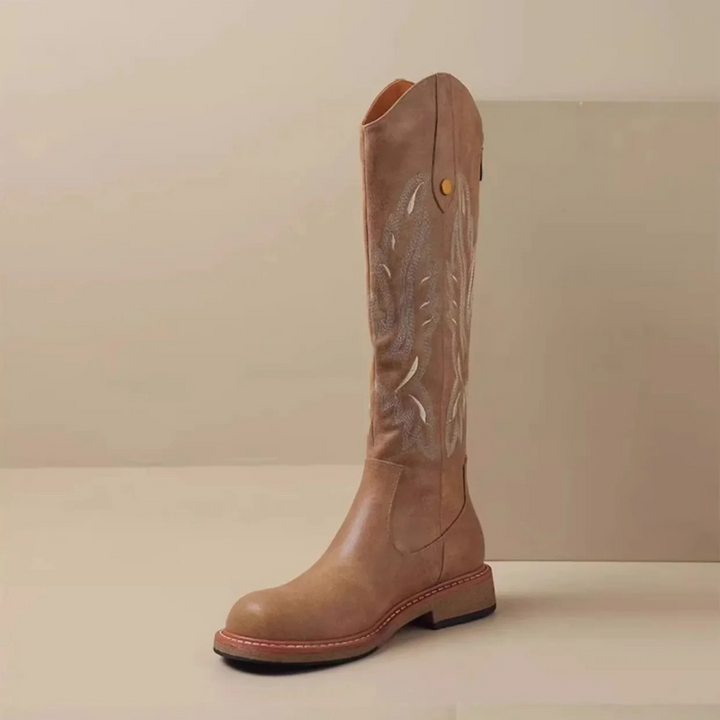 Brown Embroidered Western Cowboy Boots