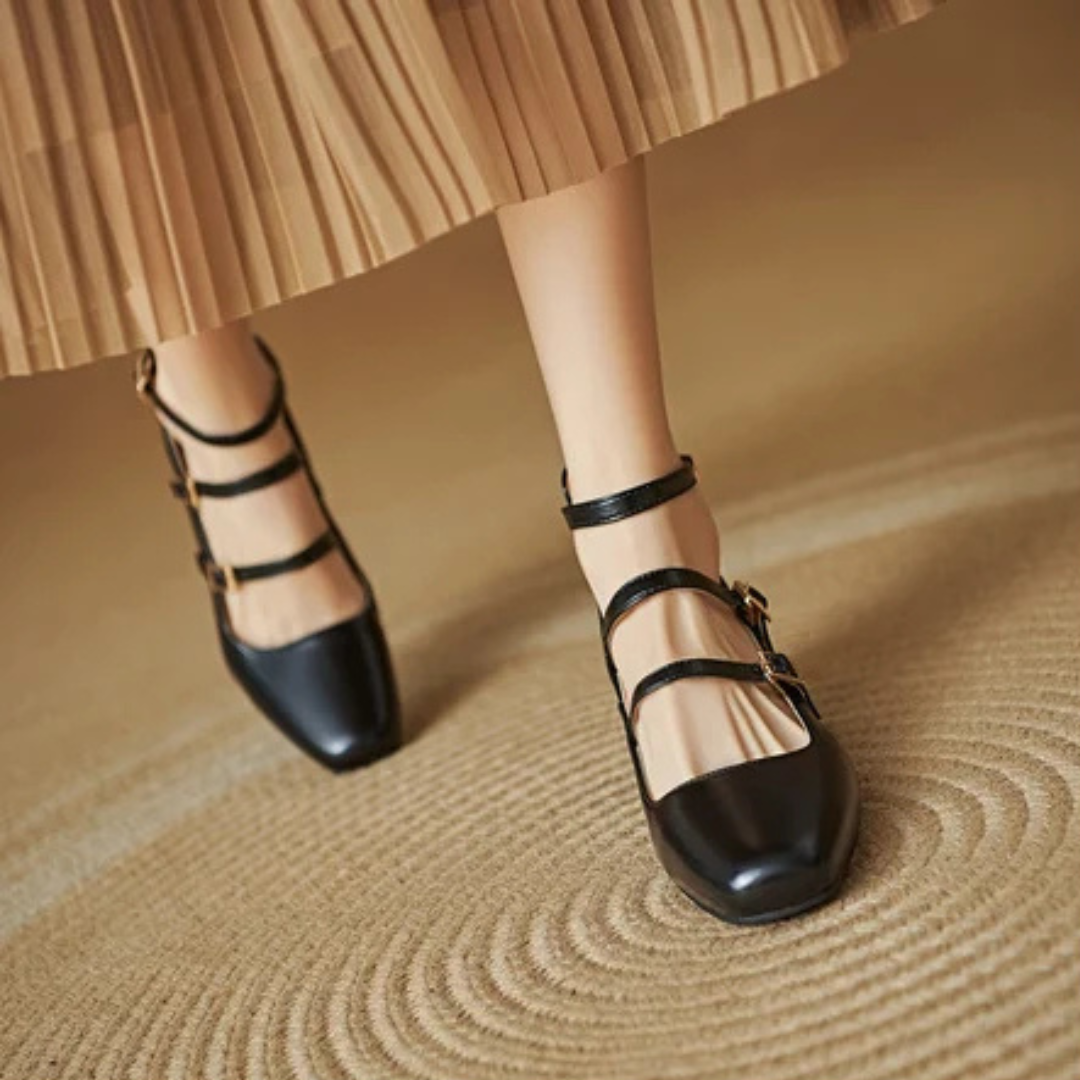 Square Heel Buckle Shoes