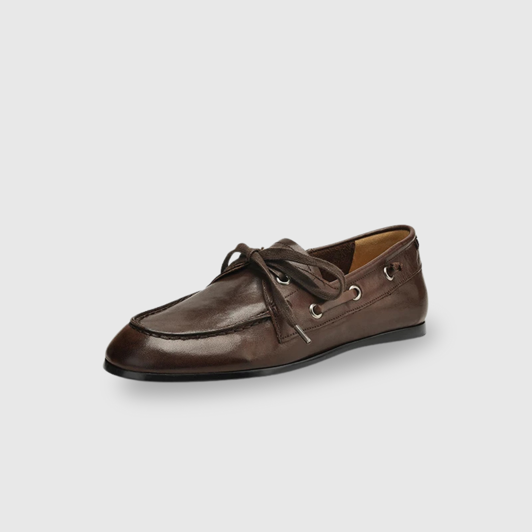 Round Toe Retro Leather Loafers