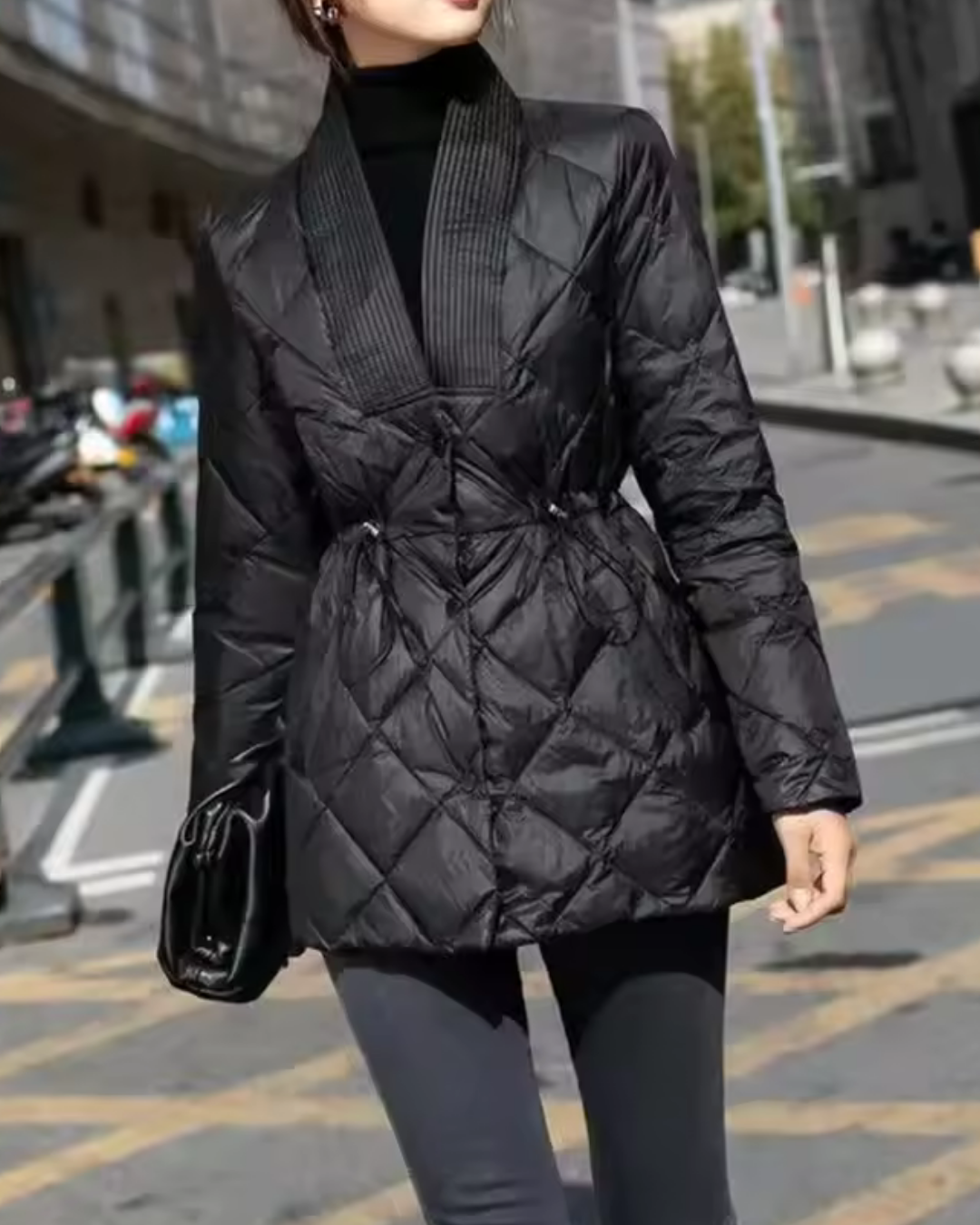 V-Neck Quilted Jacket