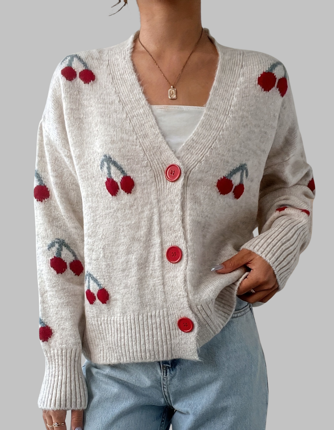 Long Sleeve Cherry Cardigan