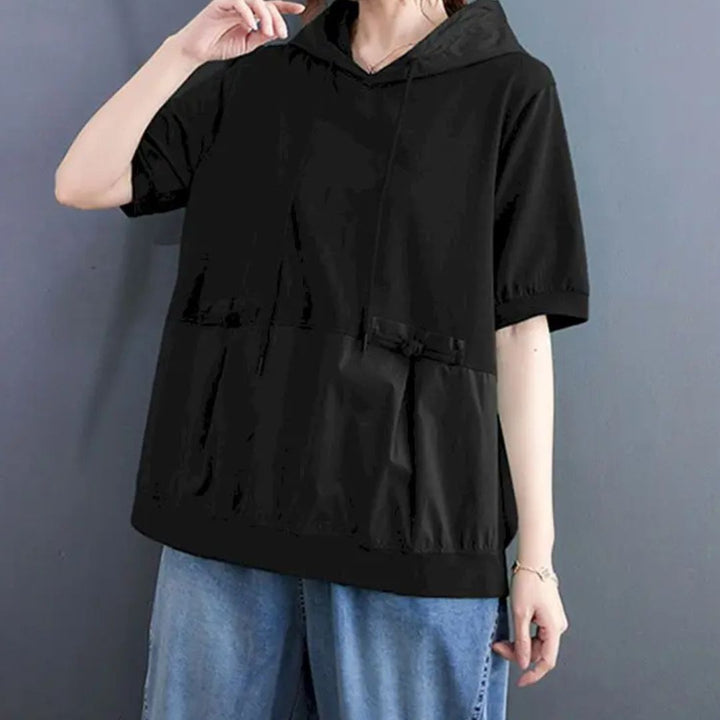 Lace Up Hooded Top